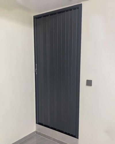 Porte Accordéon Interieur Aluminium Gris Portes Pliantes Verrouillables, Porte de Séparation Coulissante de Couloir avec Clé et Serrure, Porte Accordéon de Garde-manger pour Placard de la Pièce Avant(