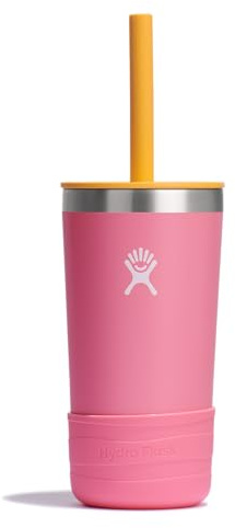Hydro Flask Kids 12 Oz Tumbler with Lid and Straw for School - Insulated Stainless Steel in Dahlia Pink