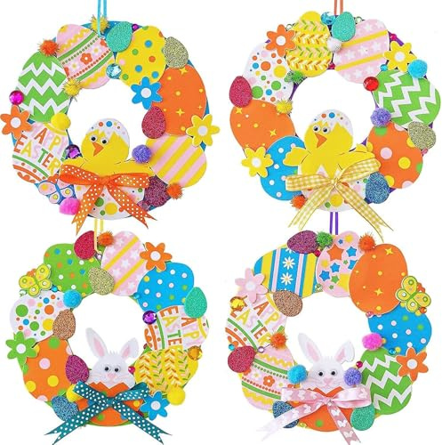 DIY Couronne de Paques,12pcs Paques Couronne à Décorer pour Enfants,Bricolage Paques Enfant,Activité Paques Enfant,Activites Manuelles pour Enfants,Cadeau pour Enfants