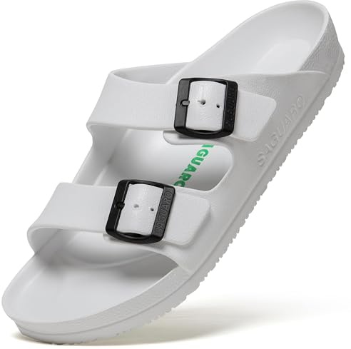 SAGUARO Herr flip flops dam strandtofflor EVA clogs lätt trädgård sko sommar utomhus sandal toffel 36–48, Vitt och blått, 41 EU