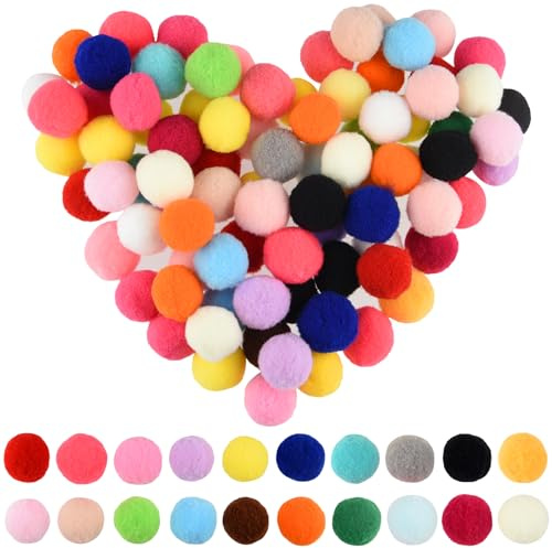 ANPUNAT 200 Pcs Craft Pom Poms 1 Inch Felt Balls for DIY Art Creative Crafts Projects and Decoration(Multicolor)