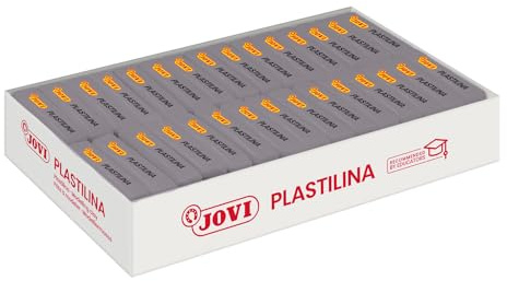 Jovi - Plastilina, 30 Pastillas de 50 gr en Color Gris, no se seca | Base vegetal, no tóxica, sin gluten, para niños a partir de 3 años, reutilizable, ideal para manualidades y juegos