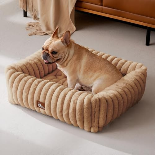Upvilla Luxus Hundebett,Weiches Hundesofa,waschbarer Hundekorb M Warmsand