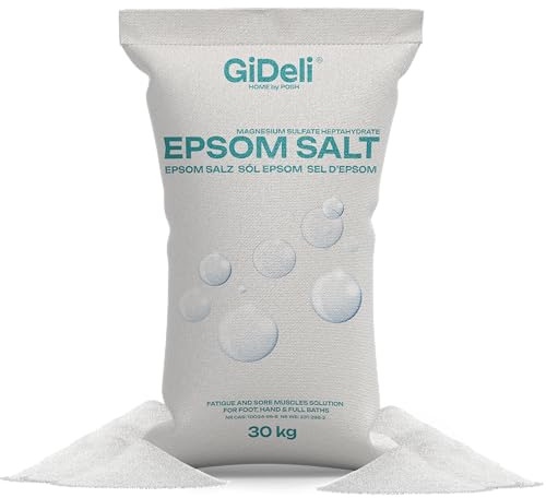 GiDeli Epsom Sales de baño Sales de Epsom Sales de Epsom Sales de Epsom Sales de magnesio puro, calidad farmacéutica (30 kg)