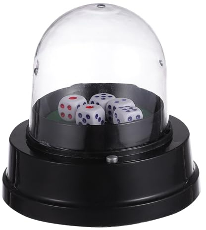 ifundom Electric Dice Cup with 5 Dice Automatic Shaker Bar Cup for Craps Backgammon and Board Games Compact Travel Container No Battery