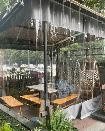 Tende per Gazebo Impermeabili e isolanti - Divisorio Invernale e Antivento per Esterni, Tenda Trasparente per Garage con Binario in Metallo, separatore per Porta del Negozio (L1,5xA2 m/5x6,5