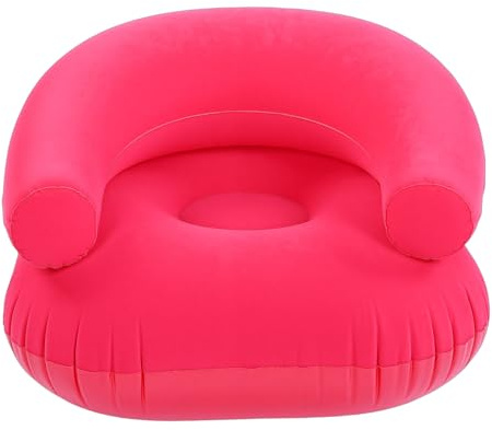 SUNGOOYUE Sillón Inflable, sofá Portátil Inflable con Respaldo en Forma de U, para el Hogar, Oficina, Balcón, Asientos en el Suelo, Flocado de PVC (Rosa roja)