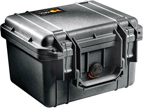 PELI 1300 Shockproof Protective DSLR Camera Case, IP67 Watertight, 17L Capacity, Made in US, With Customisable Foam Inlay, Black