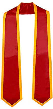GraduationMall Plain Graduation Honor Stole Classic End Red With Gold Trim Unisex Adult 72 Long