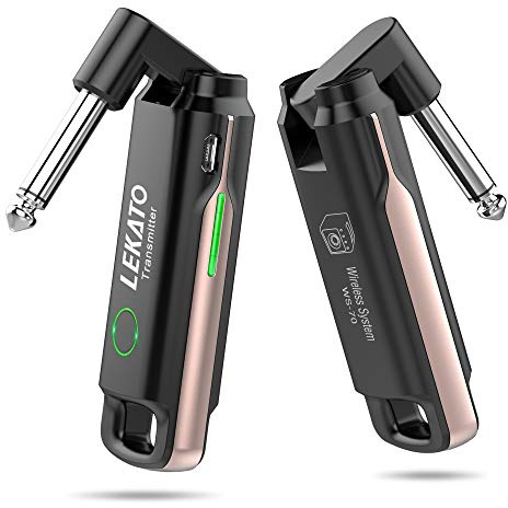 LEKATO Sistema Inalámbrico de Guitarra con 70 Canales Receptor Transmisor de Guitarra Inalámbrico Audio Digital Recargable Cable de Bajo de Guitarra Inalámbrico para Guitarras Bajo