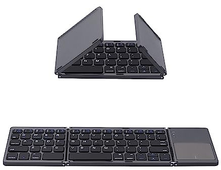 Mcbazel Faltbare Tastatur Bluetooth 5.0 mit Touchpad, Tragbare Kabellose Tastatur für Tablet/Handy/PC/iOS/Android/MacOS/Windows