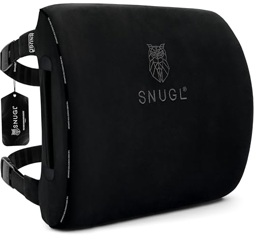 SNUGL Cuscino Lombare Supporto Schiena per Sedia da Ufficio | Cuscino Ortopedico in Memory Foam | Correttore Postura Uomo Donna | Cuscino Sedile Auto | Accessorio Ergonomico per Ufficio (Nero)
