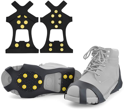 10 Clous Crampons, Crampons Antidérapant sur Chaussures/Bottes, Poids léger Clous, Crampons Protection pour Marche Randonnée Hiver(L)