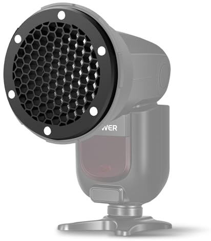 NEEWER Grille Nid d'abeille Flash,Modificateur Lumière Speedlite Magnétique Compatible avec Godox V1/V1 Pro V850III/860II Neewer NW620 NW700 NW760 Z880 Z760 Q120 Z3R,sans bagues D'adaptation,CRS15