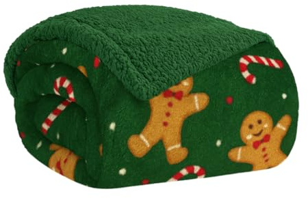 Home Tresor Coperta Plaid Pile Invernale Divano Singola Matrimoniale Morbida Calda Copertina Confortevole Finta Pelliccia Pelosa Sherpa Doppio Lato Flanella - Omino Verde, 200x230 cm