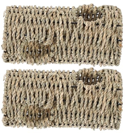 Toyvian Túnel para Hámster 2 Piezas de Paja Natural, Juguete Tejido Resistente para Animales Pequeños, Escondite y Actividad Adecuado para Conejillos de Indias y Pequeños Roedores