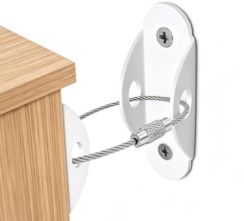 Furniture Anchors (10 Pack) – Anti Tip Wall Anchor for Baby Proofing & Child Safety, Load-Bearing 400 Pounds, Secure Heavy Dressers & Cabinets, Adjustable Child Safety Straps