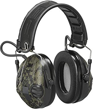 3M Peltor SportTac Gehörschutz Camo-Grün, Ohrschützer mit aktiver Schalldämmung speziell für Jäger und Sportschützen - Dynamische Geräusch-Regelung, SNR=26dB, inkl. Wechselschalen Camo Orange
