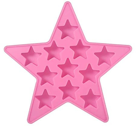 TOPINCN Stackable Ice Cube Trays, Five Star Shaped, Cool Silicone Ice Cube Tray, Easy Release Freeze Mold Maker Tools for Club Bar Party 16 X 17cm (Pink)