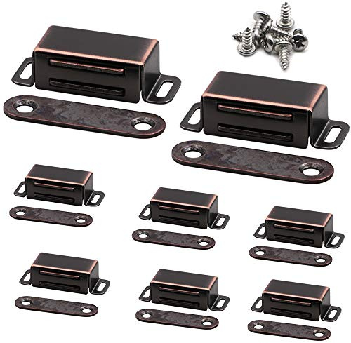 Magnetic Door Catch, Heavy Duty Latch for Cabinets Shutter Closet Furniture Door, Stainless Steel Cabinet Catch, Oil Rubbed Bronze (8Pack)
