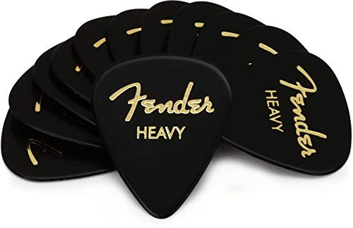 Fender® »351 SHAPE CLASSIC PICKS« Zelluloid Plektren - Form: 351-12er-Pack - Stärke: Heavy - Farbe: Schwarz