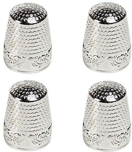 J.CARP 4Pcs Sewing Thimble, Silver Color Sewing Thimble Finger Protector, Finger Shield Fingertip Thimble Sewing Quilting Craft, Accessories DIY Sewing Tools