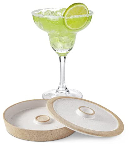 Ceramic Margarita Salt Rimmer with Lid - Cinco de Mayo Margarita Glass Rimmer - Home Bar Accessories for Tajin and Sugar - Rimmers for Drinks - Bartender Kit Tools - Professional Bar Decor