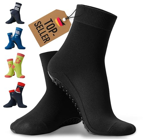 OceanSocks + extra väska | halkfria vatten- och strandstrumpor för strand, vatten, wattvandring, båt och brädor, kvinnor, män, barn, svart, 39–42, svart, 39-42 EU