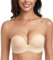 Lemorosy Strapless Bra Women's Anti-Slip Invisible Seamless Wireless Push up Lift Support(Beige,34D)