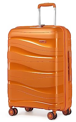 Kono Valise Grande 75cm Rigide Polypropylène Valise de Voyage à 4 roulettes et Serrure TSA, Orange