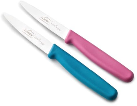 LACOR - 39080 - Couteaux de Cuisine Professionnels, Set Couteau Cuisine, Set 2 Pièces, Couteau d’Office, Dentelle Lisse, Acier Inoxydable, Série Etern, Lame 9 cm, Bleu et Magenta