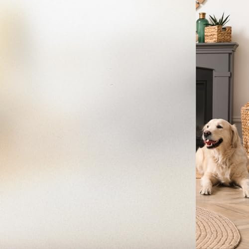 HIDBEA Frosted Window Film Privacy, Static Cling Anti UV Privacy Film for Glass Windows, Opaque Self Adhesive Reusable No Glue Door Covering for Bathroom Home Office (Frosted, 44.5×400cm)