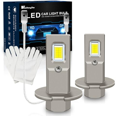 KaiDengZhe 2 st H3 LED-lampor för dimljus, 2024, uppgraderad storlek mini 1:1, 600 % mer ljus, H3 LED-lampa, dimljus, DRL, ersättningshalogenljus, 55 W, 6 000K, vit