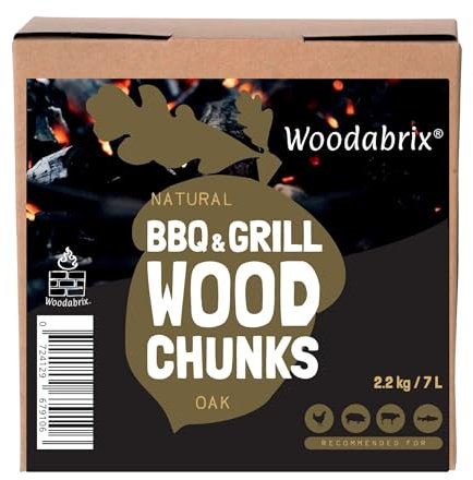 Woodabrix Wood Chunks for BBQ, 2.2Kg/7L, Chunks for Smoking Food, Oak