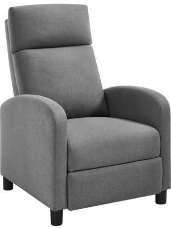 WOLTU Relaxsessel, mit Liegefunktion Schlaffunktion, mit hocker, verstellbar, Wohnzimmer Schlafzimmer, Polster, 89 x 102 x 65,5 cm, Leinen, Dunkelgrau