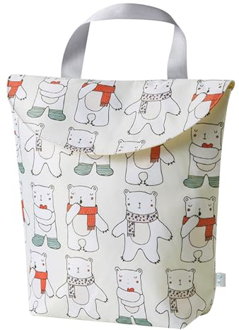 KASESSS Motivo dell'Orso Polare Porta Pannolini e Salviette da Borsa, Wet Bag, Riutilizzabile Sacchetti Impermeabili per Pannolini con Manico da Appendere per Viaggio, Piscina, Passeggino, Spiaggia