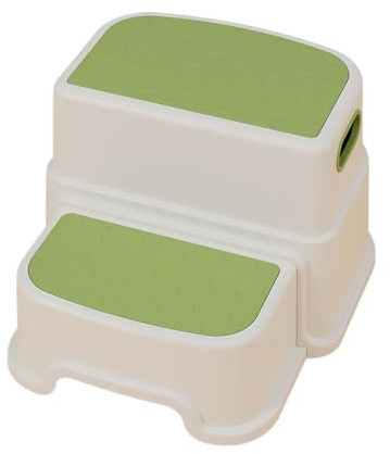 YIXANNX Petits escabeaux en Plastique pour Tout-Petits, adaptés pour aux Enfants pour la sécurité PP, escabeaux à Deux Niveaux, multifonctionnels, Vert Clair