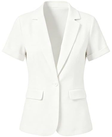 Blazer Manches Courtes Femme avec 1 Bouton | Veste de Costume de Bureau