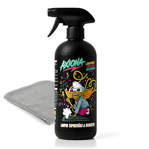 AXIONA Limpia Tapicerías Profesional para Coche 1L – Potente Limpiador Quitamanchas, Moquetas y Alfombrillas – Limpieza Interior, Tela, Cuero, Alcántara y Asientos – Car Detailing | Incluye Bayeta