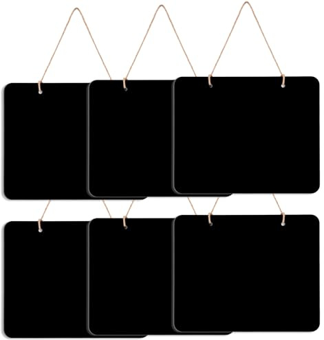 6Pcs Hanging Chalkboard Signs, 8x10 Inch Erasable Message Board Sign with Hanging String, Bar Menu Chalkboard and Special Event Decorations, Double-Sided Painting