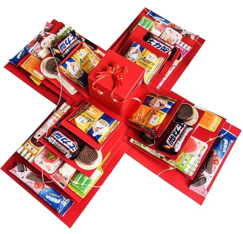 DIY Surprise Explosion Gift Box,QIANSSE Kit with Ribbon Tape Empty Pop Up Box for Cards Photos Money Creative Birthday Valentine's Anniversary Exploding Box with Lid mothers day gifts