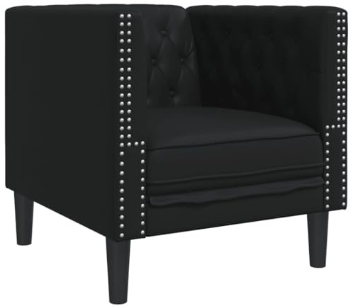 Genérico Sillón Chesterfield de Cuero Artificial Negro,Mobiliario,Sofás,Negro,16.7 kg,372652
