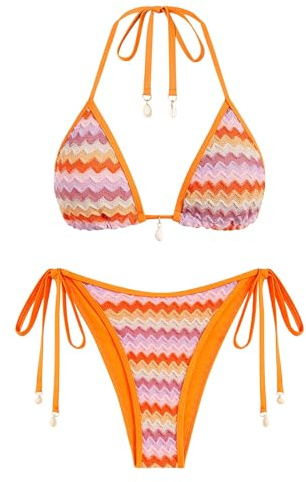 ZAFUL Conjunto de Bikini para Mujer, diseño con Textura Tejida, Sexy, Estilo brasileño, de Dos Piezas, Traje de baño
