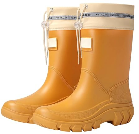 Generisch Bottes en caoutchouc antidérapantes pour femme - Tige large - Chaussures en caoutchouc imperméables - Bottes pieds nus - Bottes de jardin