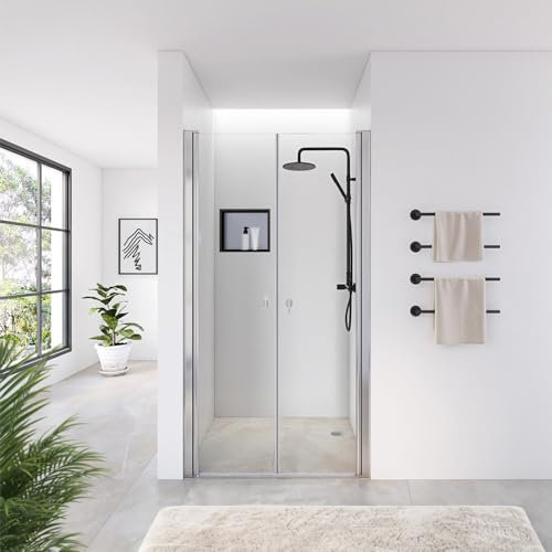 HOME DELUXE - Paroi de douche LAVEA - verre clair - dimensions : 115 x 195 cm - 6 mm de verre de sécurité nano-revêtu, charnières et matériel de montage inclus I - Porte de douche Porte battante Paroi