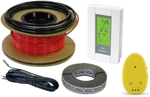 40 sqft Heated Floors Cable - Under Tile Electric Floor Heating Cable Set 120V - Bathroom Floor Heating Cable for In Floor Heating, Ceramic Tile, Stone. Kit includes 7-day Programmable AUBE Thermostat