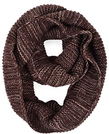 TrendsBlue Two-Tone Winter Knit Warm Infinity Circle Scarf, Brown