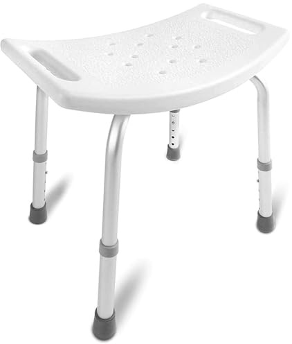 DMI Shower Chair Bath Seat for Tub or Shower Bench for Inside Shower, Made of Non Slip Aluminum with Plastic Seat, No Tools Needed, Adjustable Height, Holds Weight up to 300 Pounds, Bath Bench, White