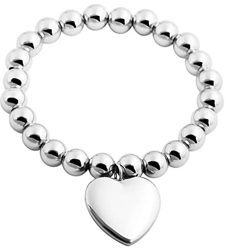 Accent Lola damarmband kularmband armsmycken rostfritt stål + hjärta gravyrplatta silverfärgad 5030388