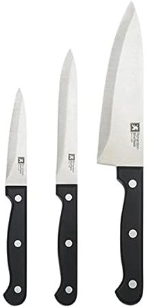 Richardson Sheffield Artisan Essentials 3 Piece Knife Set Super Sharp MOV (Molybdenum Vanadium) Steel with 15 cm Coocks Knife 13 cm Serrated Utillity Knife and 9 cm Paring Knife